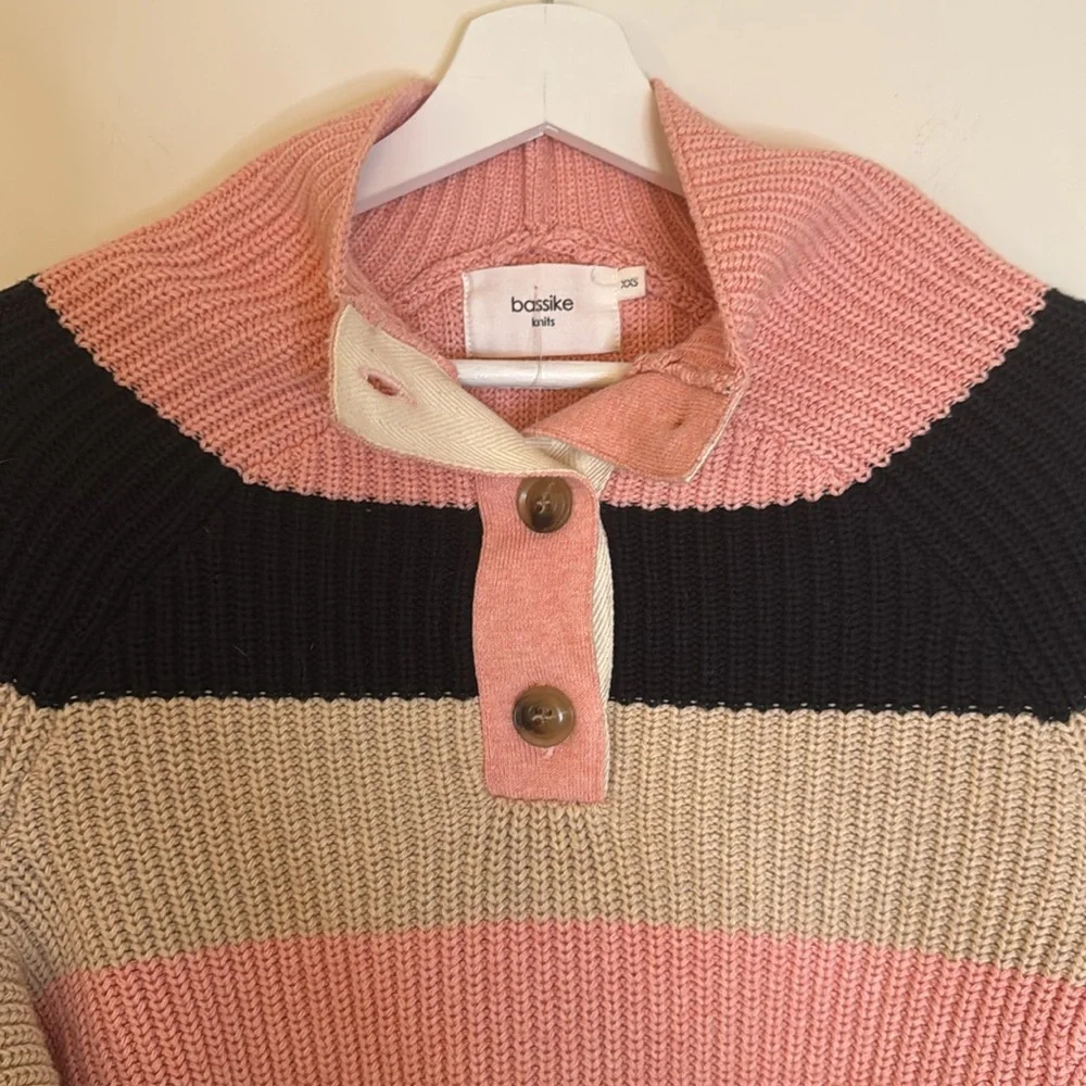 BASSIKE STRIPE CHUNKY OVERSIZED KNIT Turtleneck Wool Sweater‎ - Picture 6 of 9